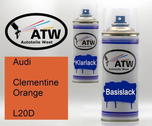 Audi, Clementine Orange, L20D: 400ml Sprühdose + 400ml Klarlack - Set, von ATW Autoteile West.